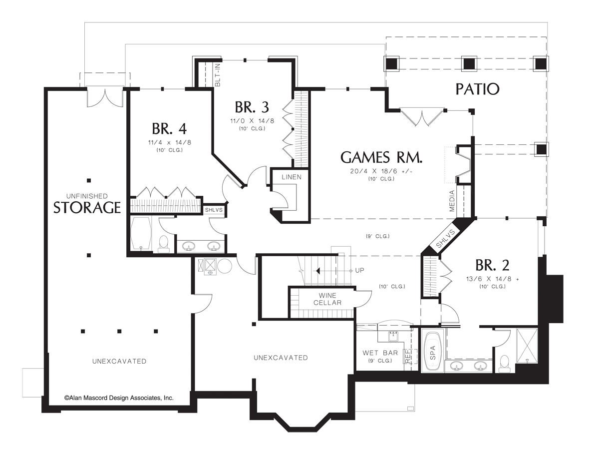 Lower Floor Plan image for Mascord Jennings-Great Room Plan with Many Built-ins-Lower Floor Plan