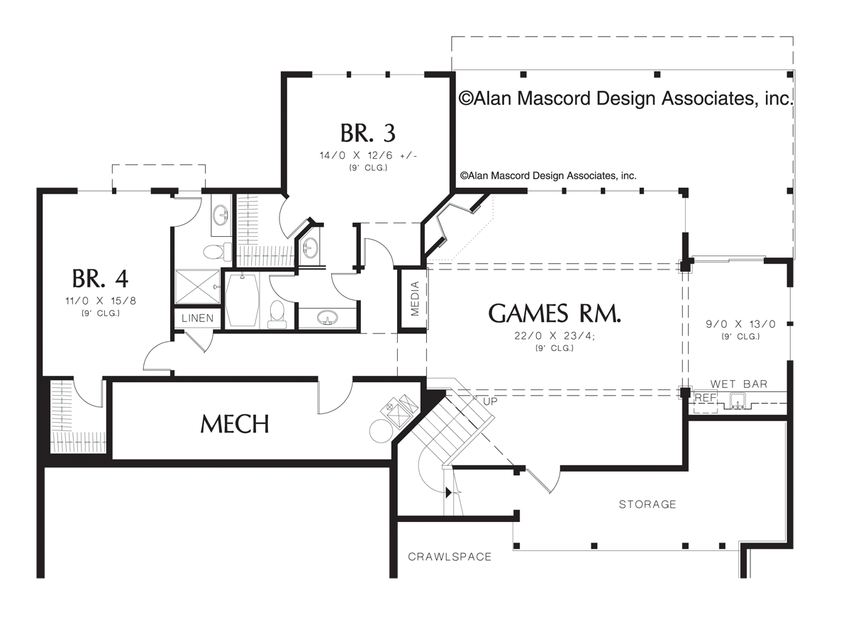 Lower Floor Plan image for Mascord Granseth-Daylight Plan with Lower Floor Game Room-Lower Floor Plan