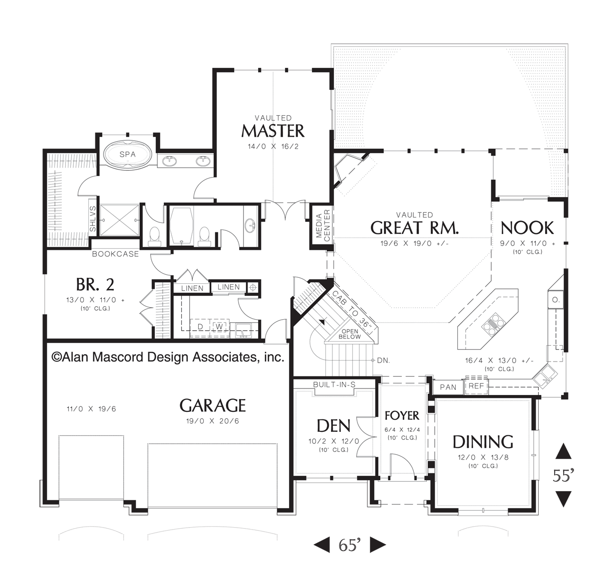 Main Floor Plan image for Mascord Granseth-Daylight Plan with Lower Floor Game Room-Main Floor Plan