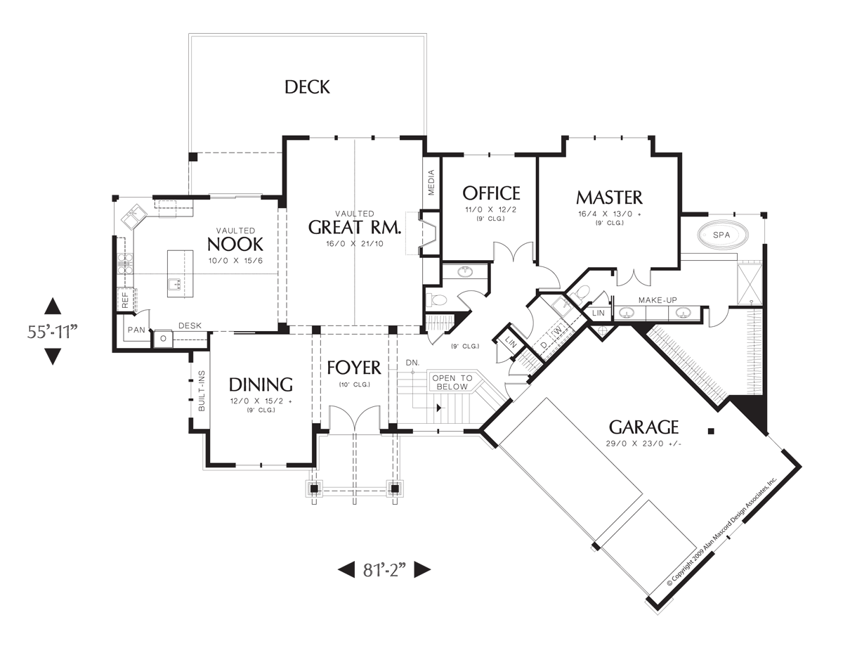 Main Floor Plan image for Mascord Paysholme-Open Floor Plan with Gourmet Kitchen-Main Floor Plan