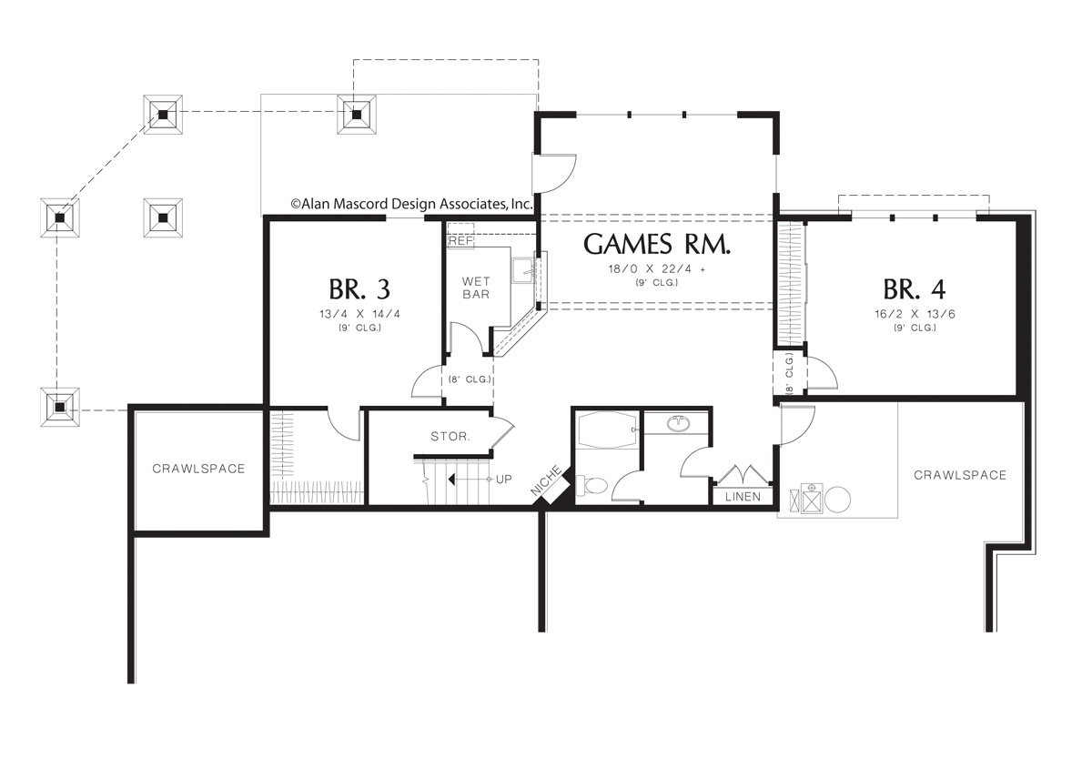 Lower Floor Plan image for Mascord Mensing-Traditional Plan with Outdoor Patio-Lower Floor Plan