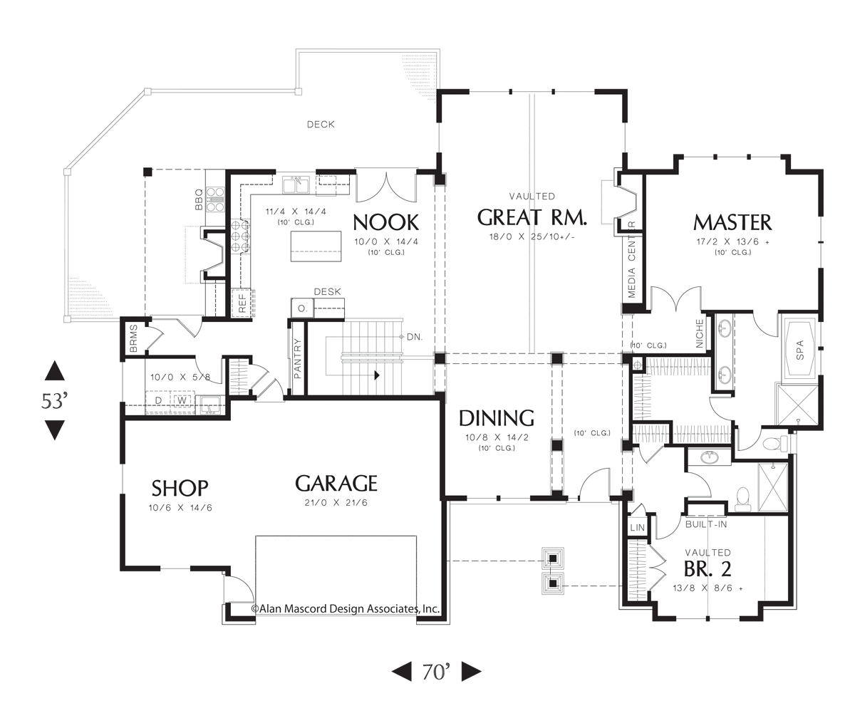 Main Floor Plan image for Mascord Mensing-Traditional Plan with Outdoor Patio-Main Floor Plan