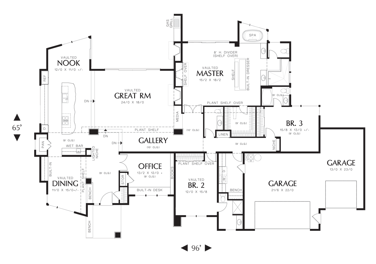 Main Floor Plan image for Mascord Mercer-Single Story Contemporary Plan-Main Floor Plan