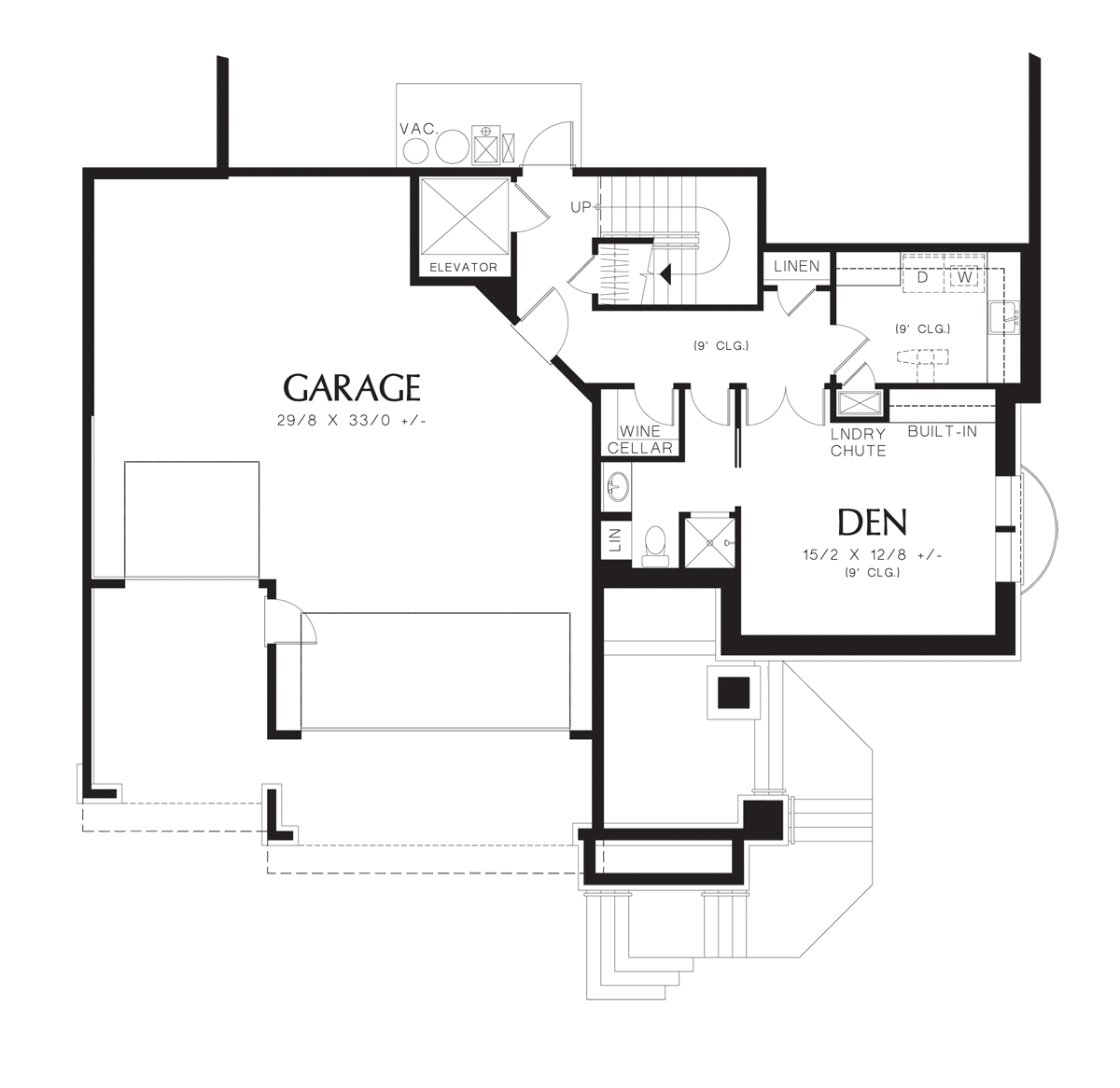 Lower Floor Plan image for Mascord Gibson-Perfect Sloping Lot Plan for Front Facing Views-Lower Floor Plan
