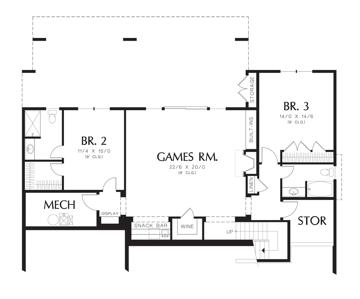 Lower Floor Plan image for Mascord Langley-Charming Plan with European Aesthetic-Lower Floor Plan