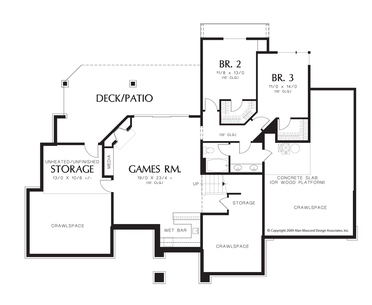 Lower Floor Plan image for Mascord Thompson-Transitional Hillside home with Large Games Room-Lower Floor Plan