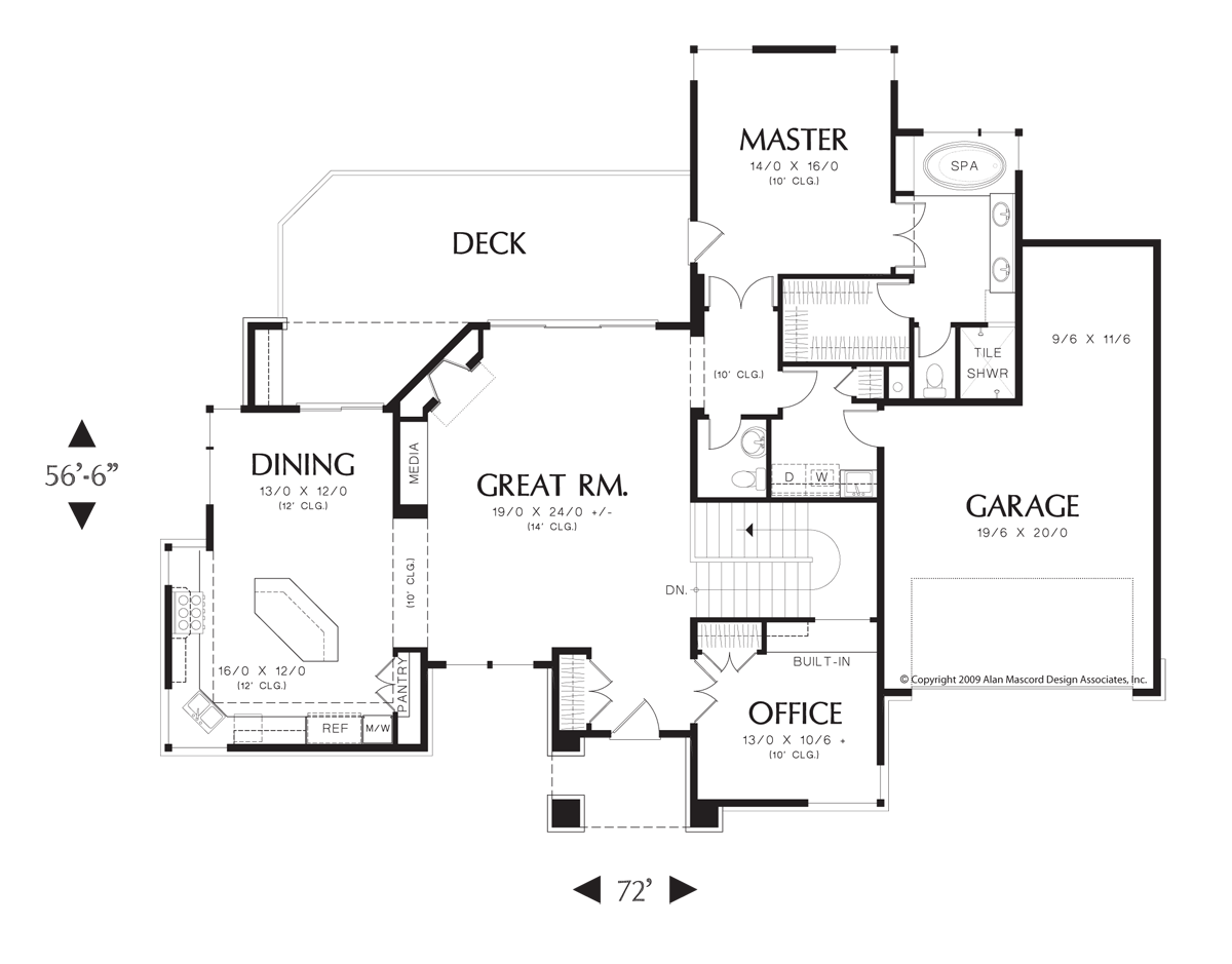 Main Floor Plan image for Mascord Thompson-Transitional Hillside home with Large Games Room-Main Floor Plan