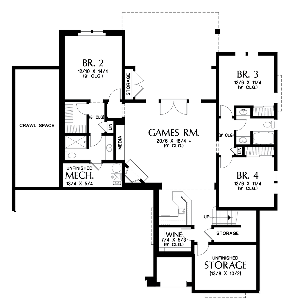 Lower Floor Plan image for Mascord Ashwood-Luxury Inside and Out, Perfect for Sloped Lots- Great Outdoor Spaces-Lower Floor Plan