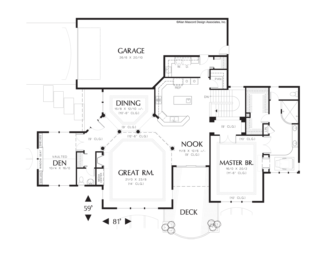 Main Floor Plan image for Mascord Bresley-Craftsman Style Home Plan with Large Master Suite-Main Floor Plan