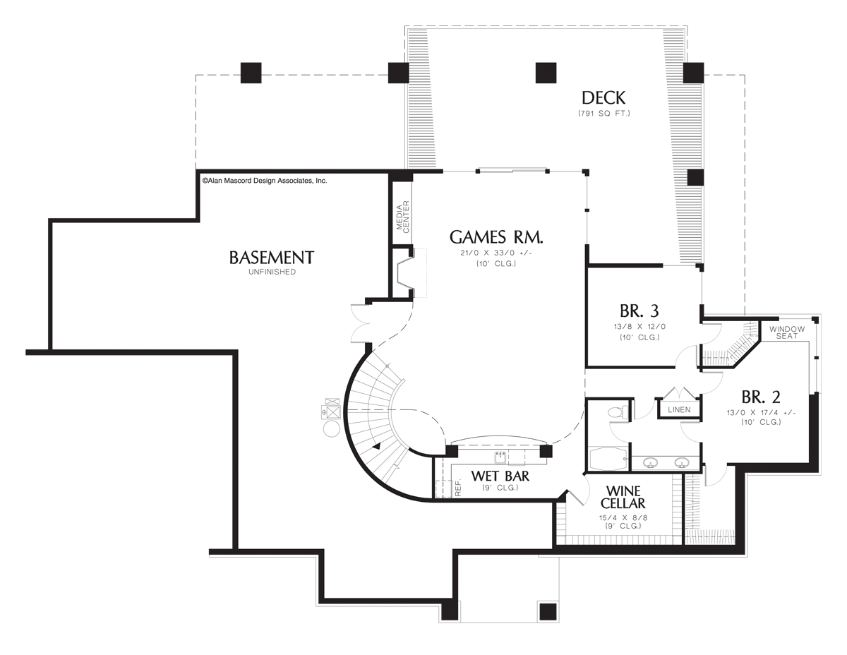 Lower Floor Plan image for Mascord Jalena-Designed for Spectacular Rear View-Lower Floor Plan