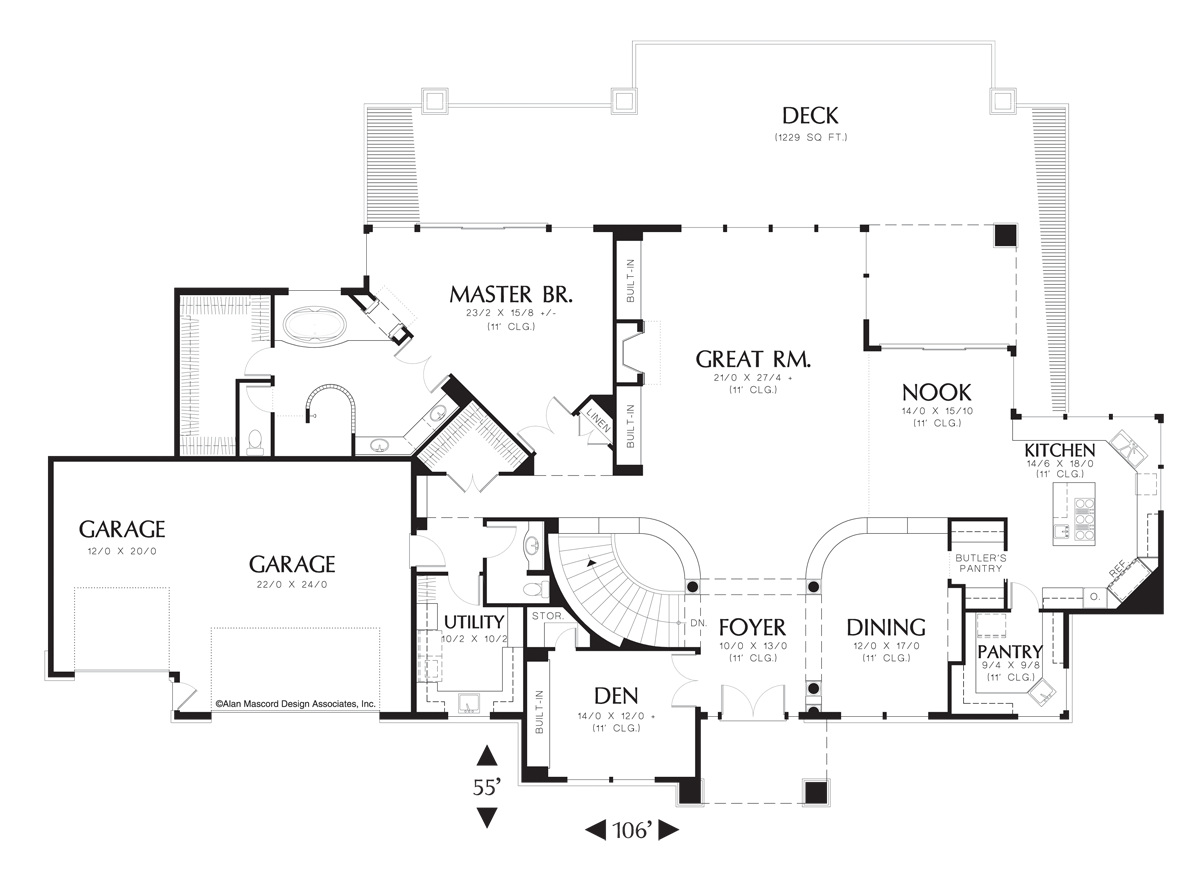 Main Floor Plan image for Mascord Jalena-Designed for Spectacular Rear View-Main Floor Plan