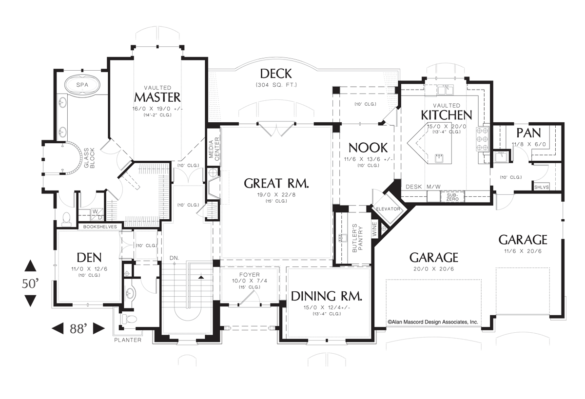 Main Floor Plan image for Mascord Jorgenson-French Country Estate Plan with High Ceilings-Main Floor Plan