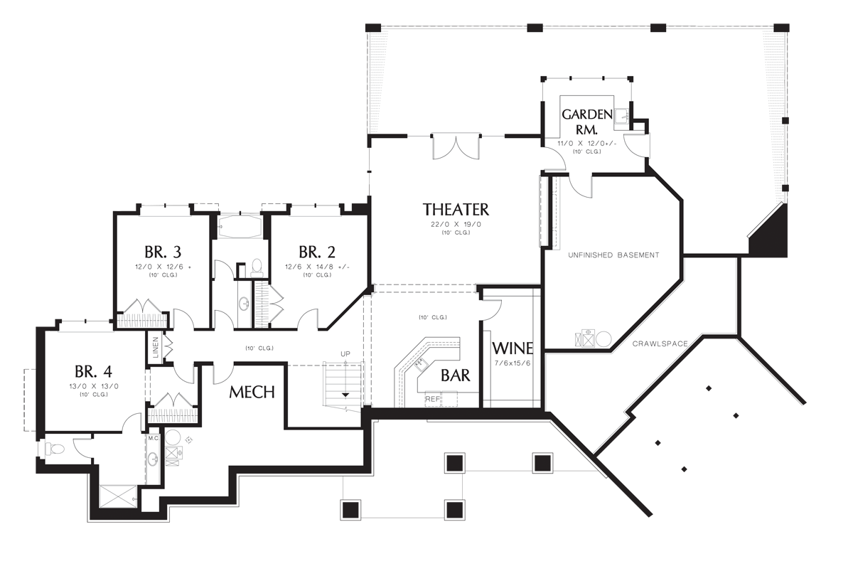 Lower Floor Plan image for Mascord Timbersedge-Northwest Style Craftsman Lodge-Lower Floor Plan