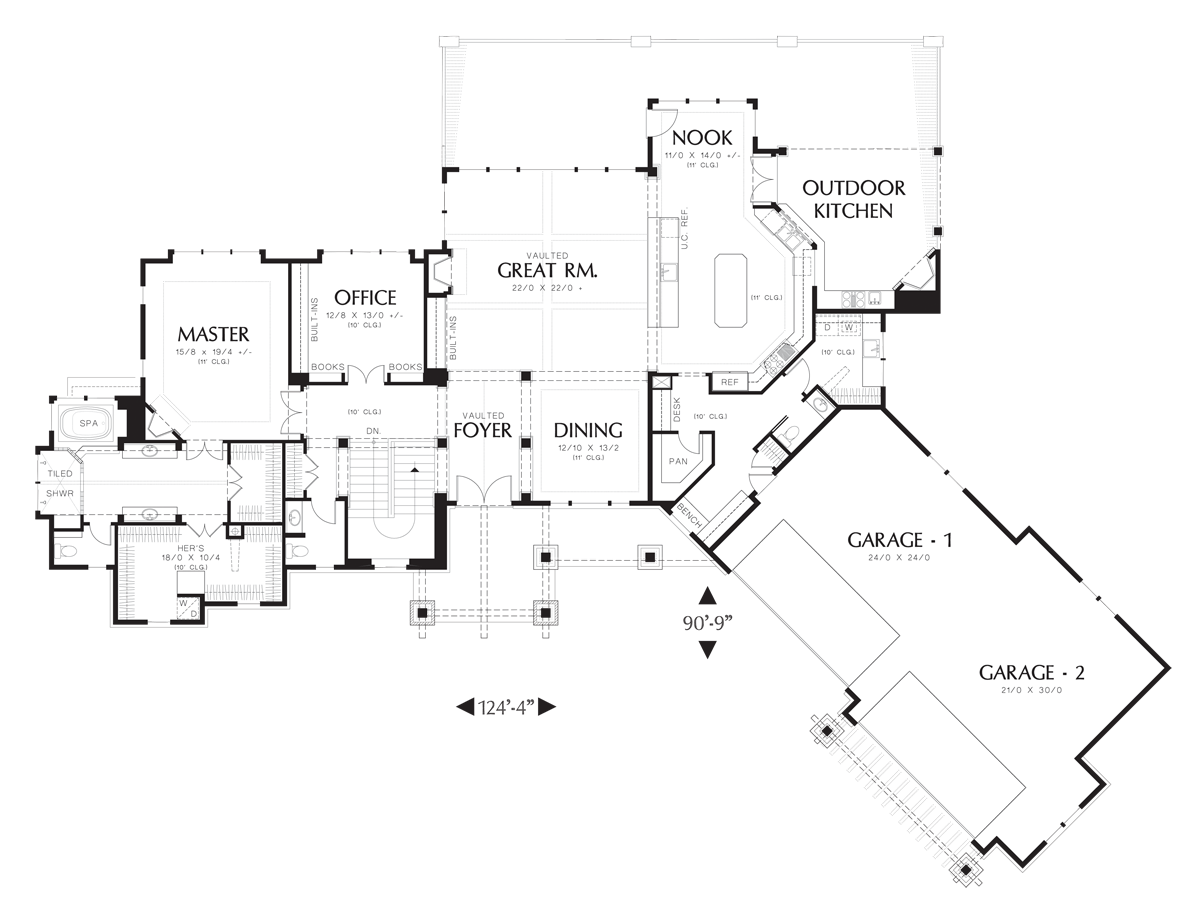 Main Floor Plan image for Mascord Timbersedge-Northwest Style Craftsman Lodge-Main Floor Plan