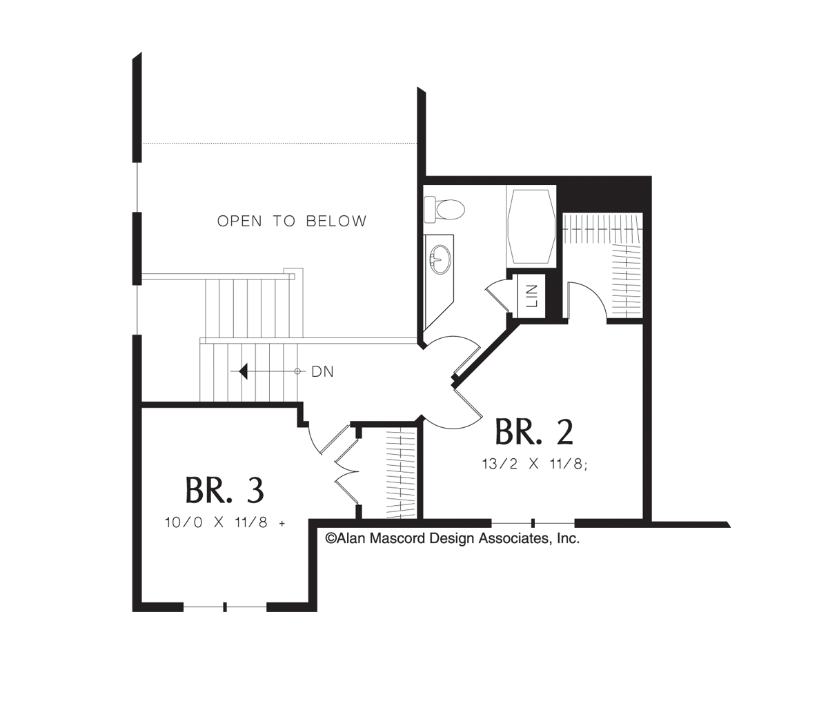 Upper Floor Plan image for Mascord Wycoff-Rural French Home Plan with Vaulted Great Room-Upper Floor Plan