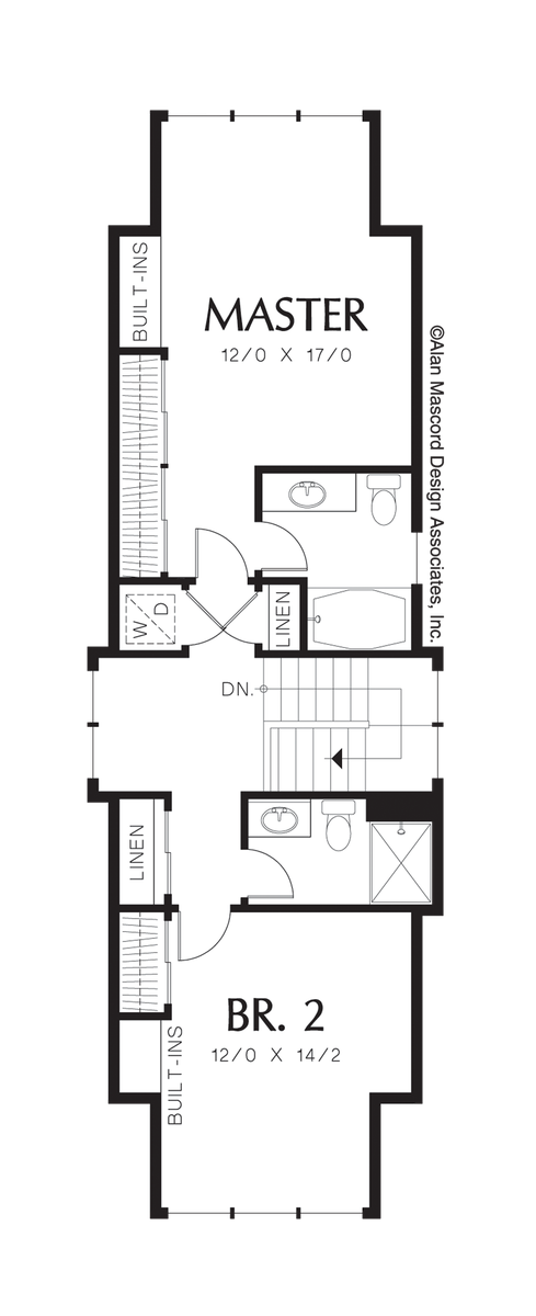 Upper Floor Plan image for Mascord Blairstown-Open Plan for Very Narrow Lot-Upper Floor Plan