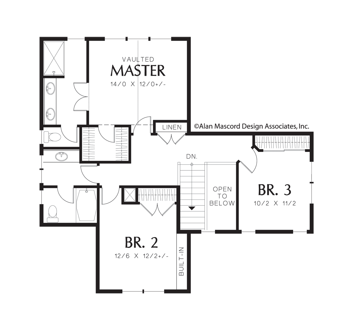 Upper Floor Plan image for Mascord Brentwood-Three Bedroom Bungalow-Upper Floor Plan