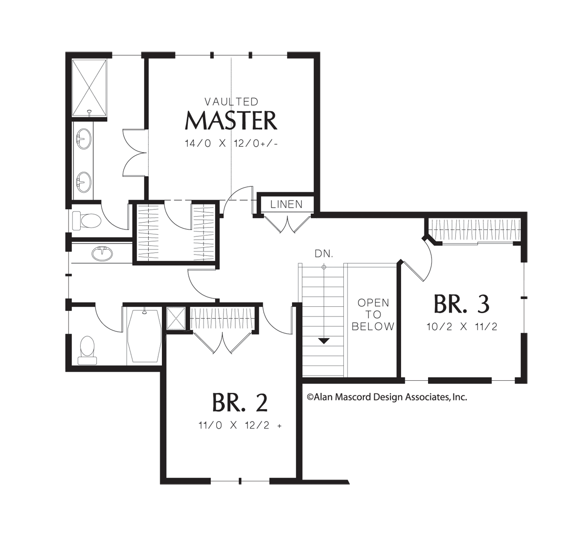 Upper Floor Plan image for Mascord Brumley-Great Room Plan with Office Off Entry-Upper Floor Plan