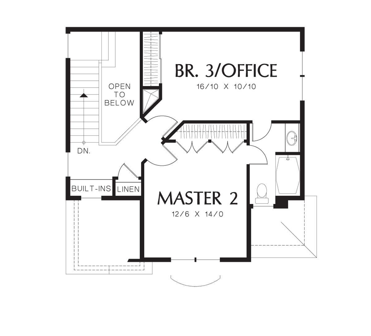 Upper Floor Plan image for Mascord Gilmore-Charming House Plan with Enticing Entrance-Upper Floor Plan