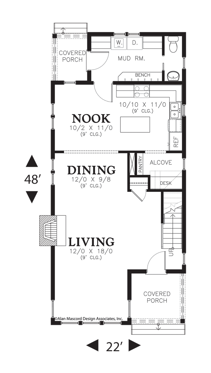 Main Floor Plan image for Mascord Elsie-Charming Coastal Plan with Attractive Layout-Main Floor Plan