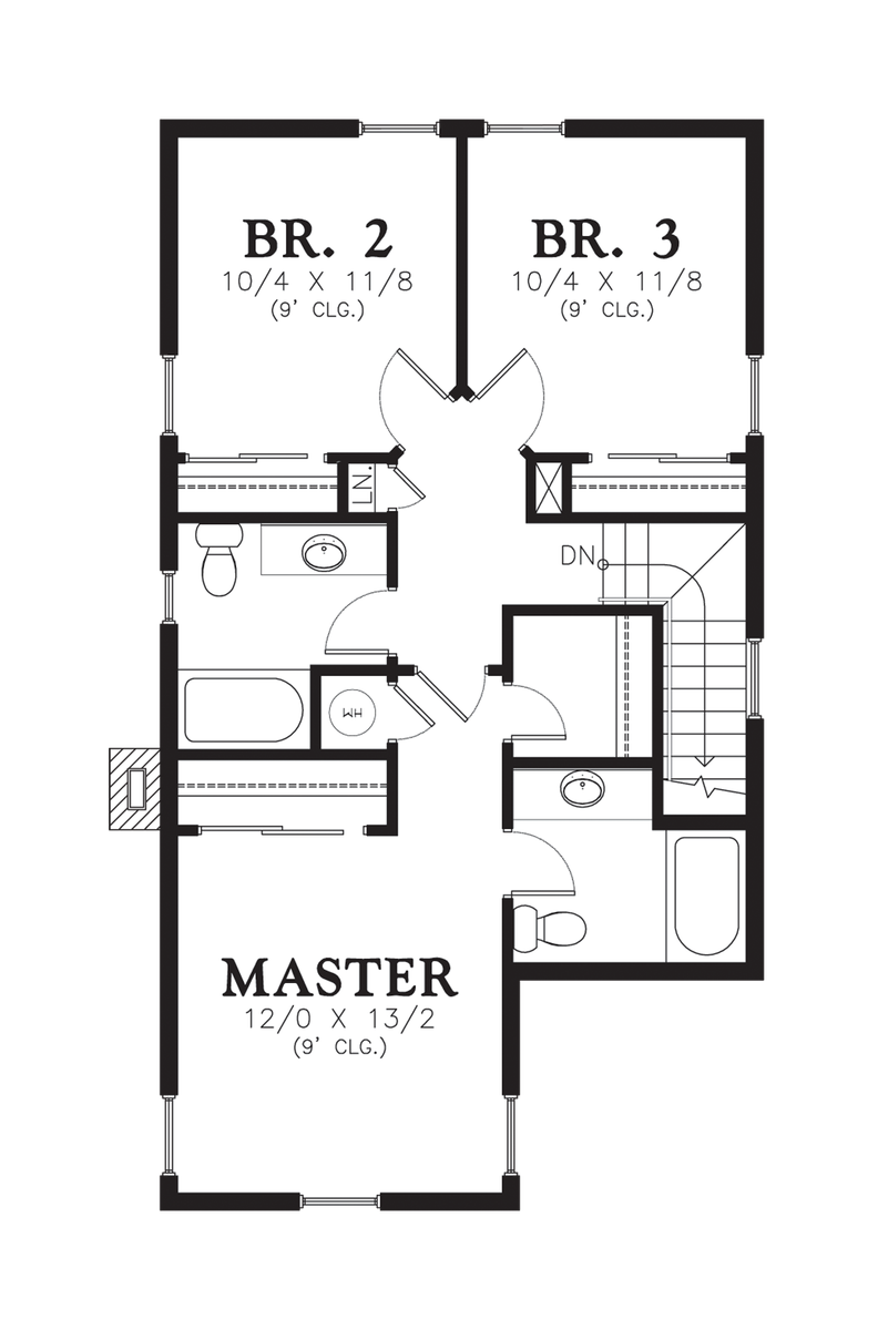 Upper Floor Plan image for Mascord Sullivan-Charming Coastal Layout-Upper Floor Plan