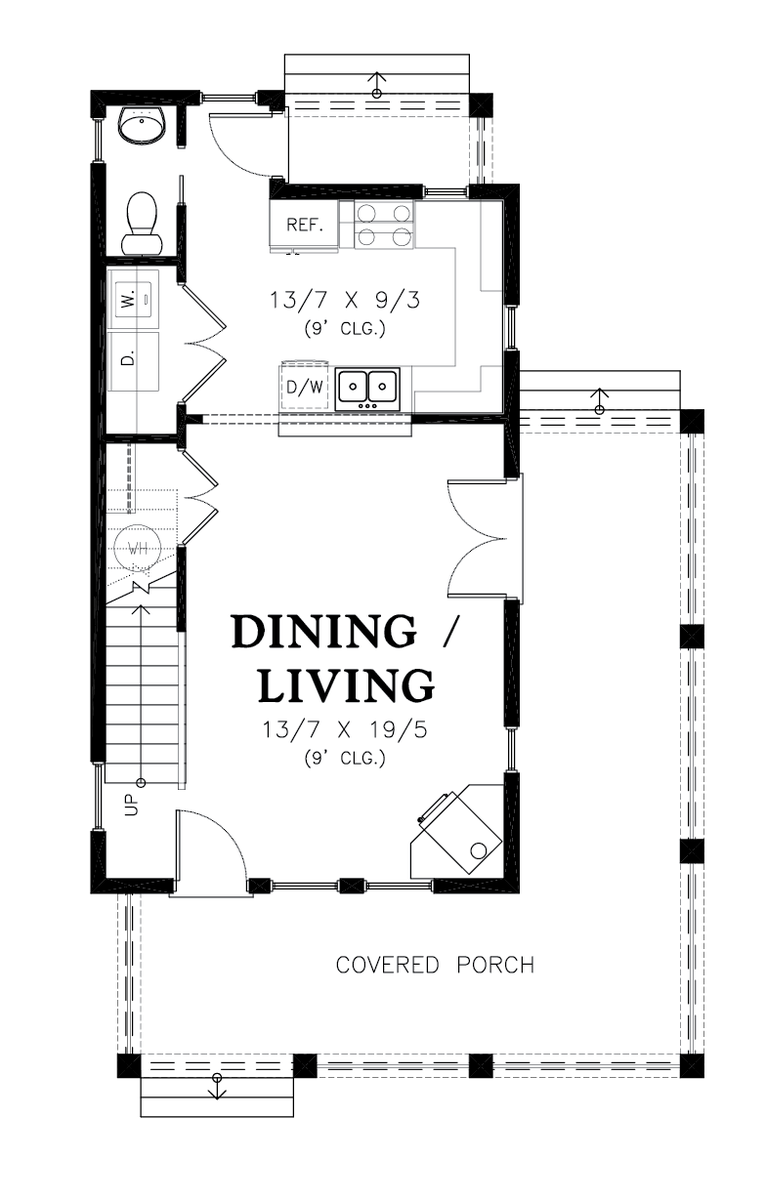 Main Floor Plan image for Mascord Newport-Charming Compact Coastal Plan-Main Floor Plan