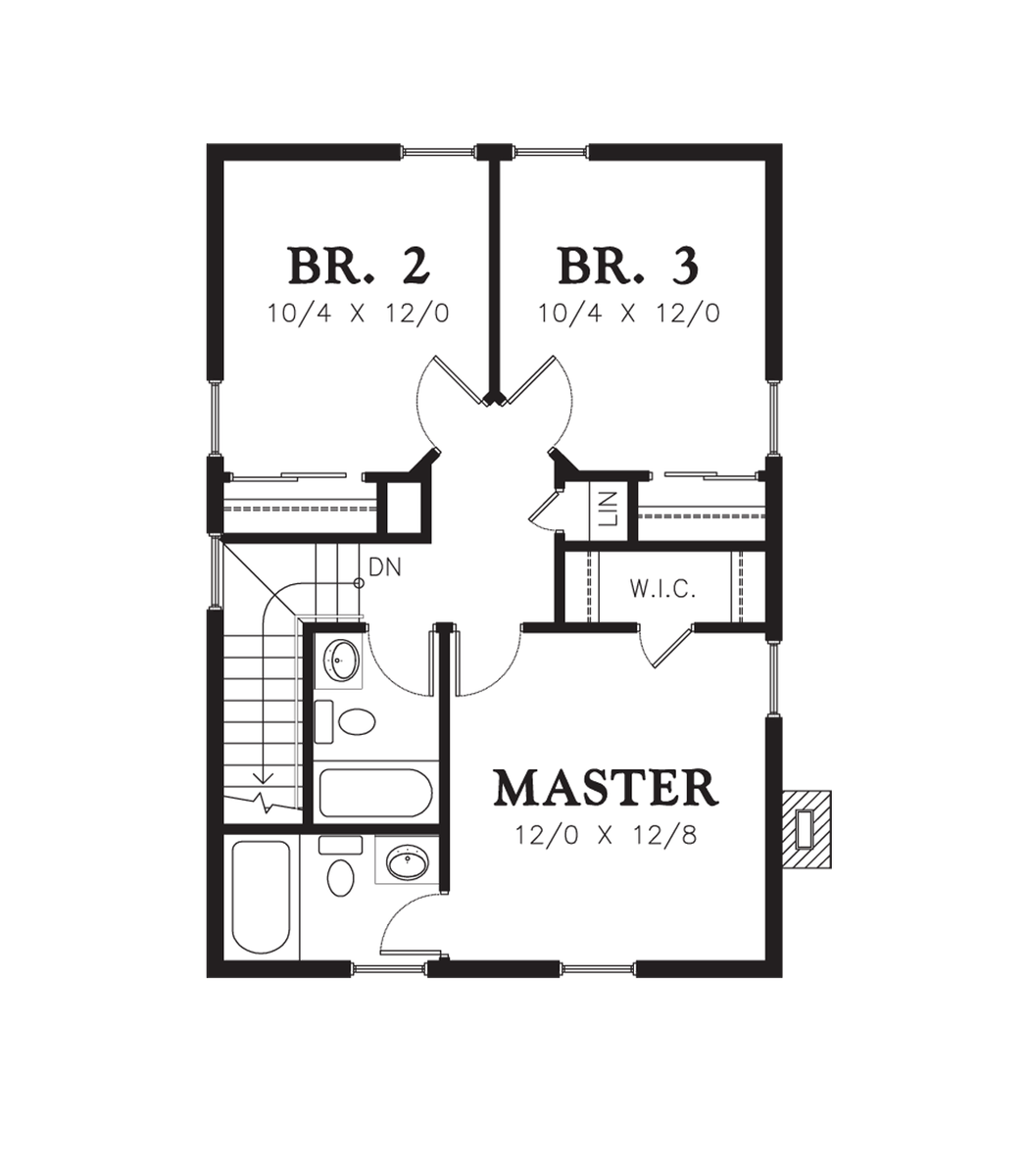 Upper Floor Plan image for Mascord Kayleigh-Compact but Elegant House Plan-Upper Floor Plan