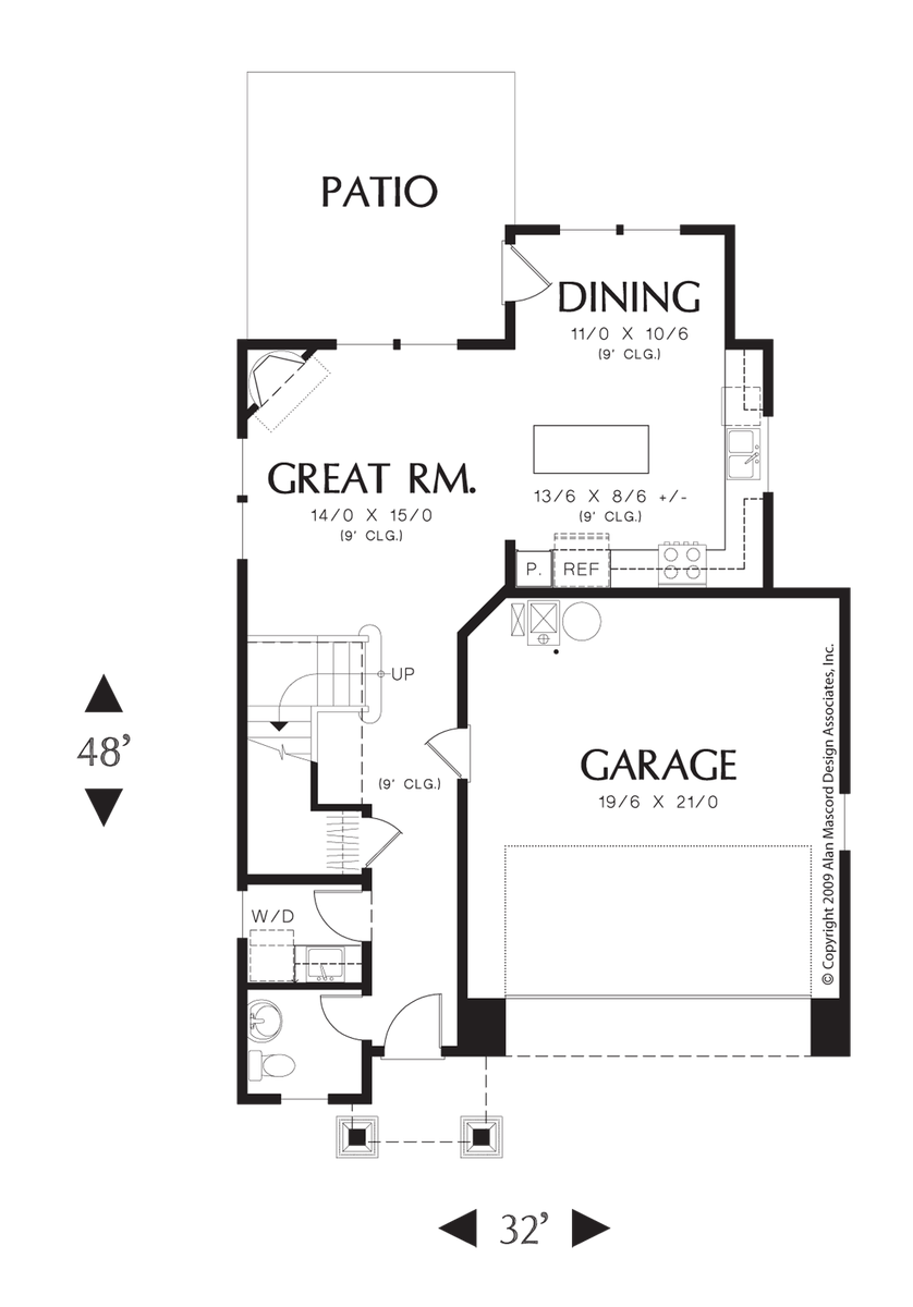 Main Floor Plan image for Mascord Elkhead-Well Appointed Layout maximizes Space-Main Floor Plan