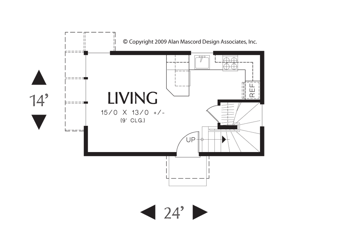 Main Floor Plan image for Mascord Lexington-A Fun, Unique Home for Vacationers or Micro Living-Main Floor Plan