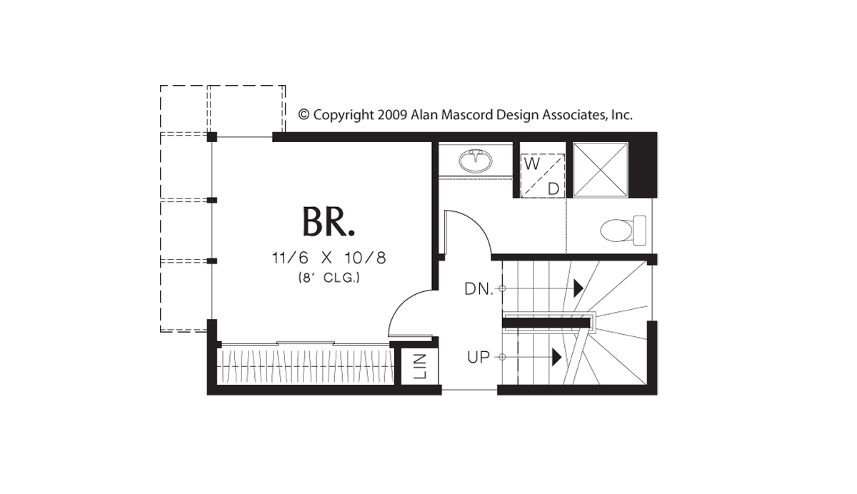Upper Floor Plan image for Mascord Lexington-A Fun, Unique Home for Vacationers or Micro Living-Upper Floor Plan