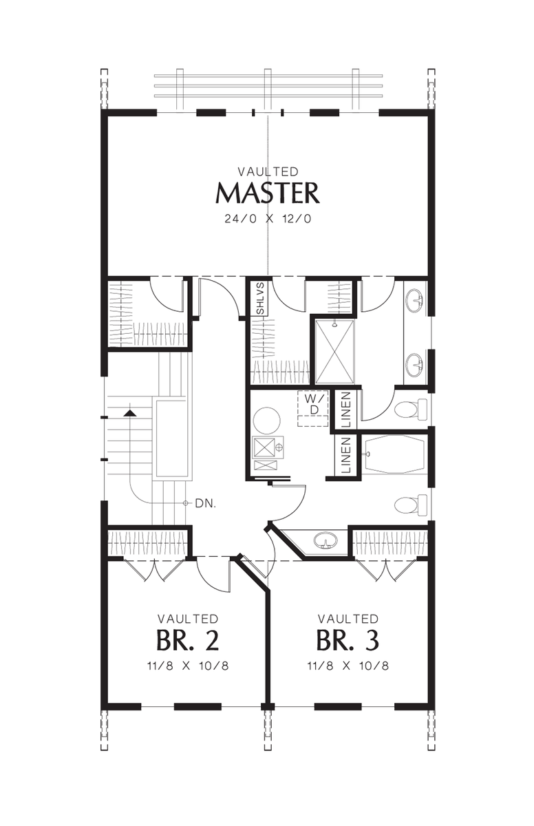 Upper Floor Plan image for Mascord Barnoldswick-Craftsman Style and Modern Design Come Together-Upper Floor Plan