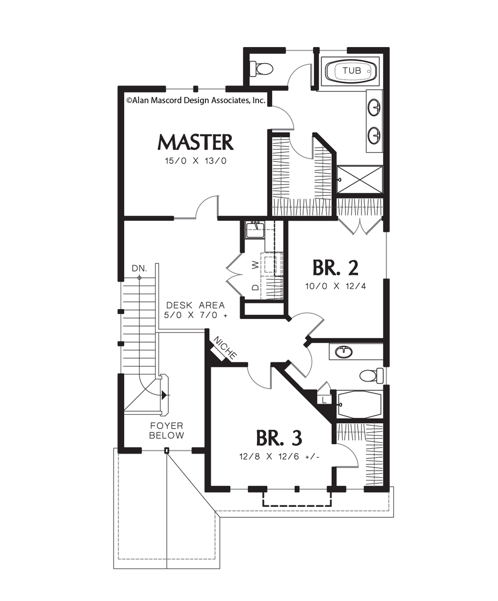 Upper Floor Plan image for Mascord Waldsport-Raise Your Family in a Beautiful Traditional Home  -Upper Floor Plan