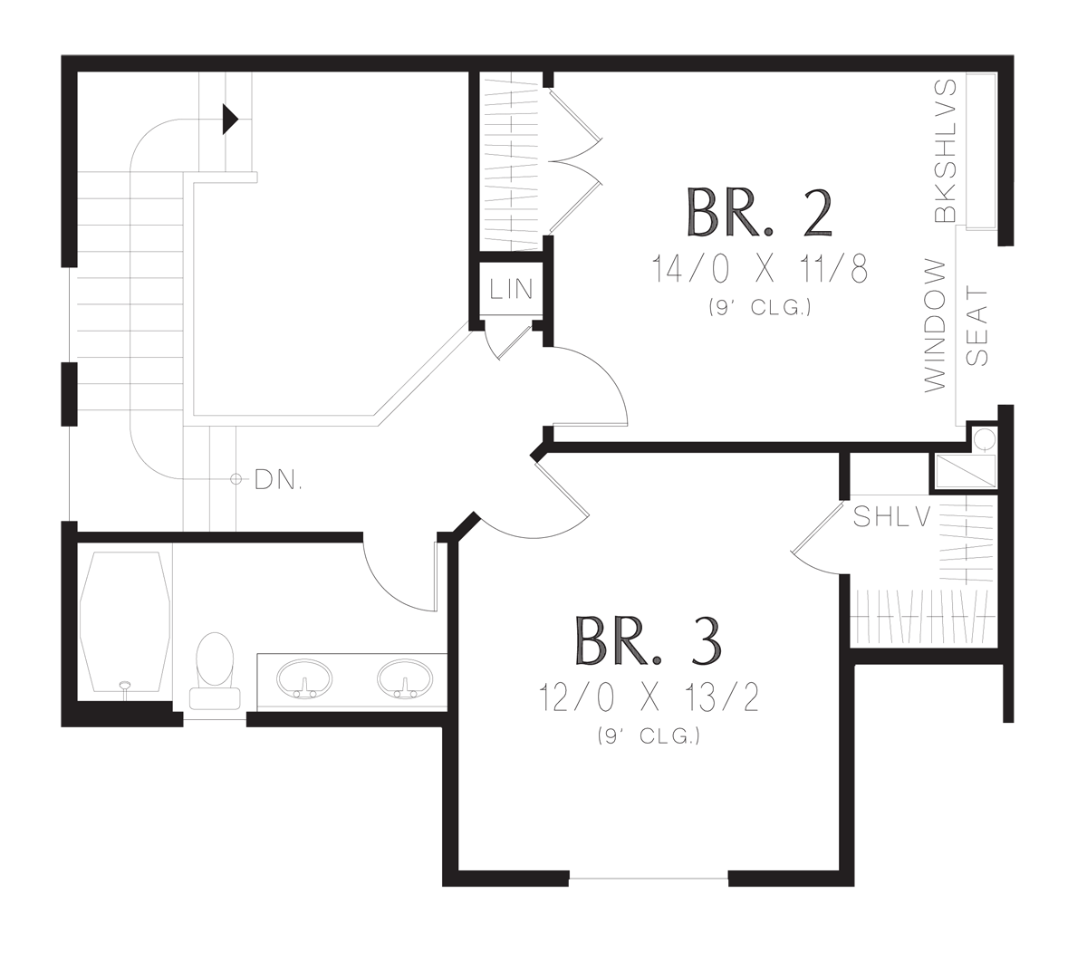 Upper Floor Plan image for Mascord Barberton-Traditional Cottage with Wide Open Spaces-Upper Floor Plan