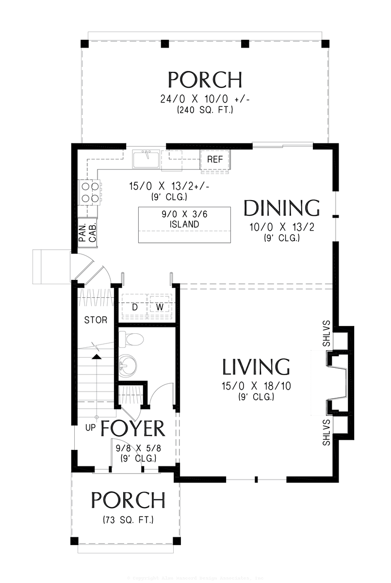 Main Floor Plan image for Mascord Demmert-Farmhouse ideal for Infill or Urban Lots-Main Floor Plan