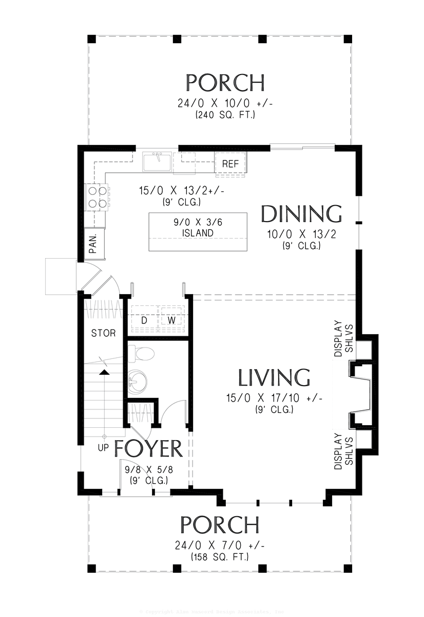 Main Floor Plan image for Mascord Porthaven-Compact Modern Farmhouse for Urban Lots-Main Floor Plan