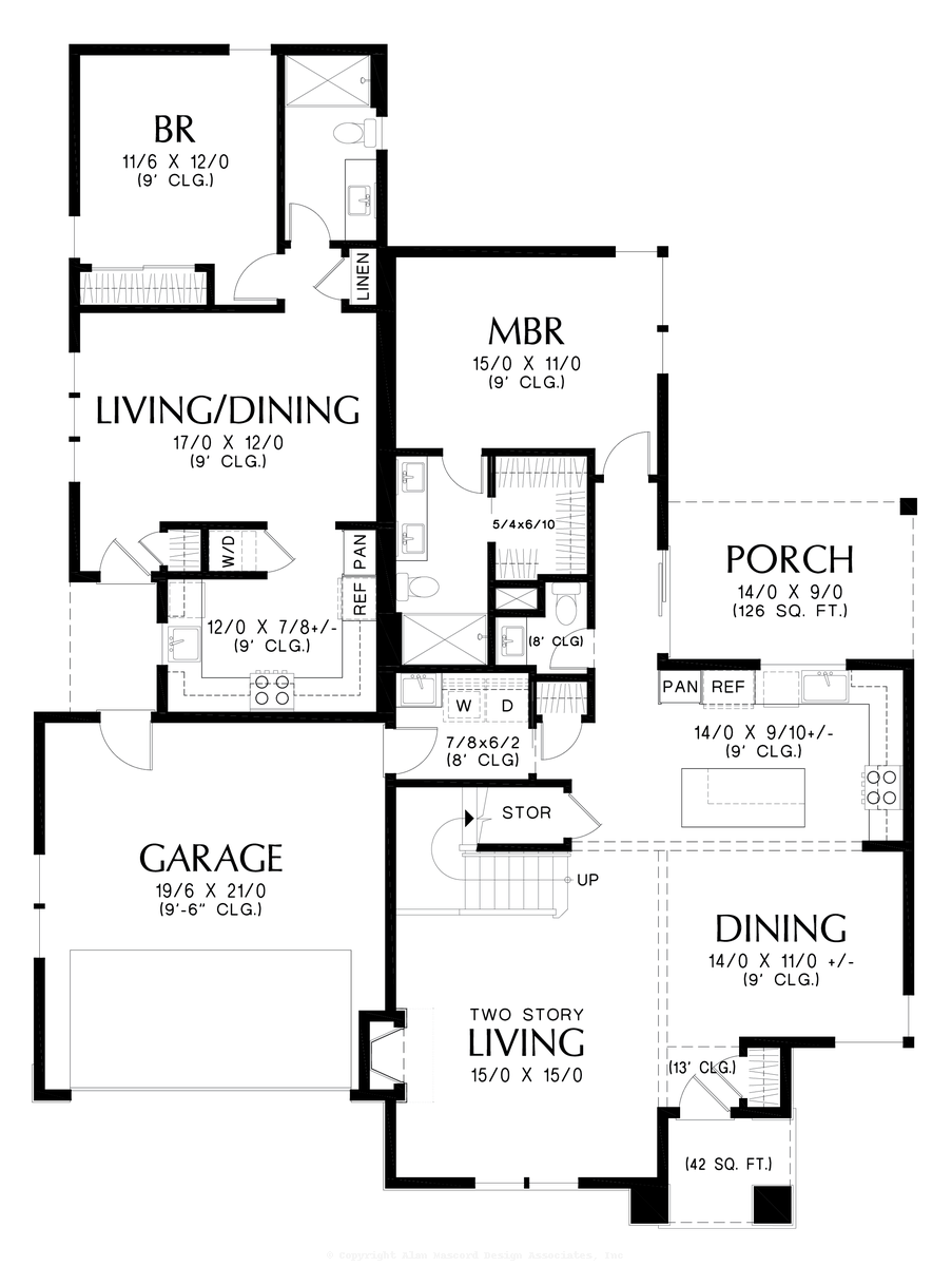 Main Floor Plan image for Mascord Amberline-Modern Prairie Elegance Meets Contemporary Comfort and Style-Main Floor Plan