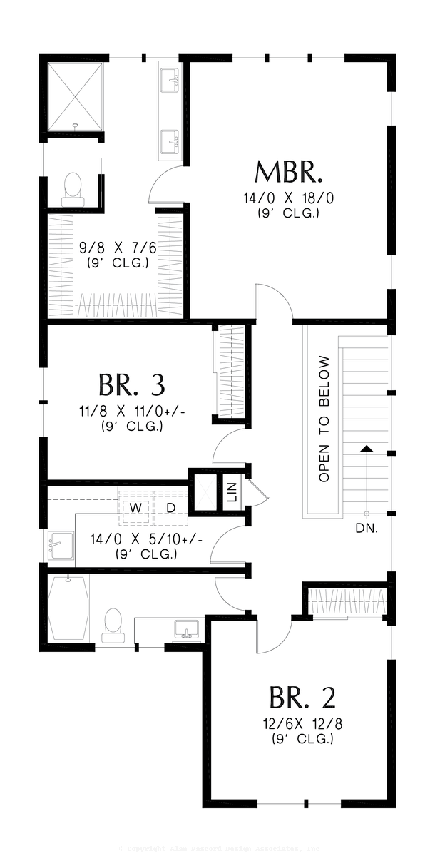 Upper Floor Plan image for Mascord Cooper-Cozy Urban Contemporary-Upper Floor Plan