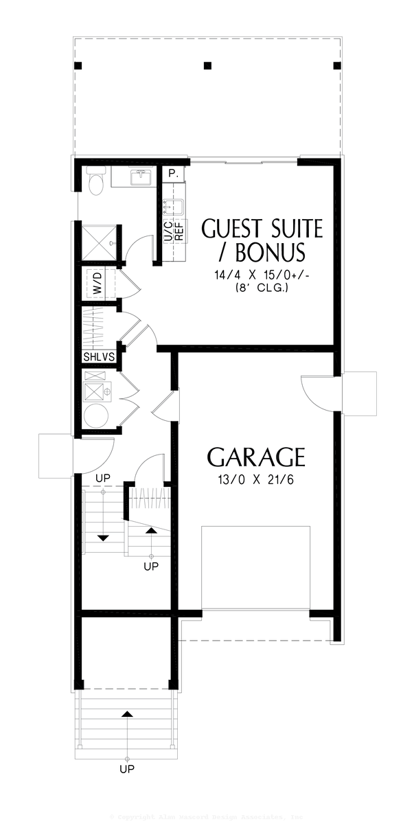 Lower Floor Plan image for Mascord Chelle-Efficient Tight Lot Plan with No Compromise on Amenities-Lower Floor Plan