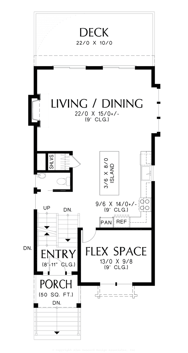Main Floor Plan image for Mascord Chelle-Efficient Tight Lot Plan with No Compromise on Amenities-Main Floor Plan