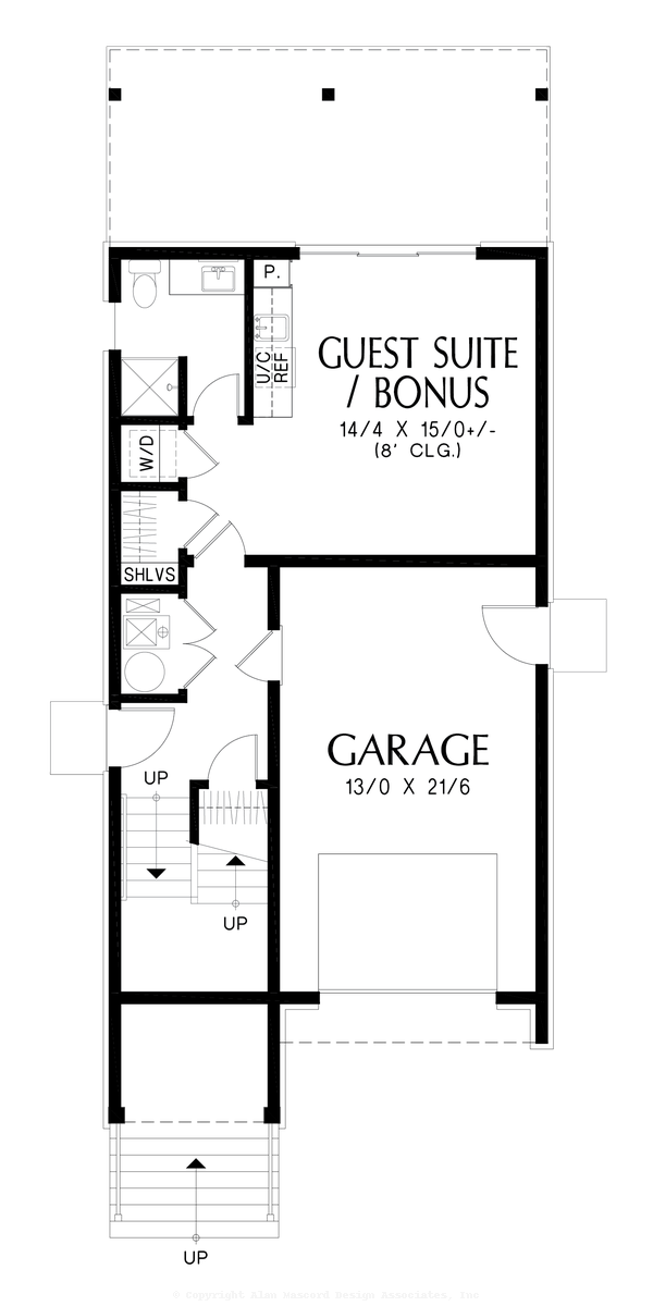 Lower Floor Plan image for Mascord Sackville-Farmhouse Style for Urban Lots-Lower Floor Plan