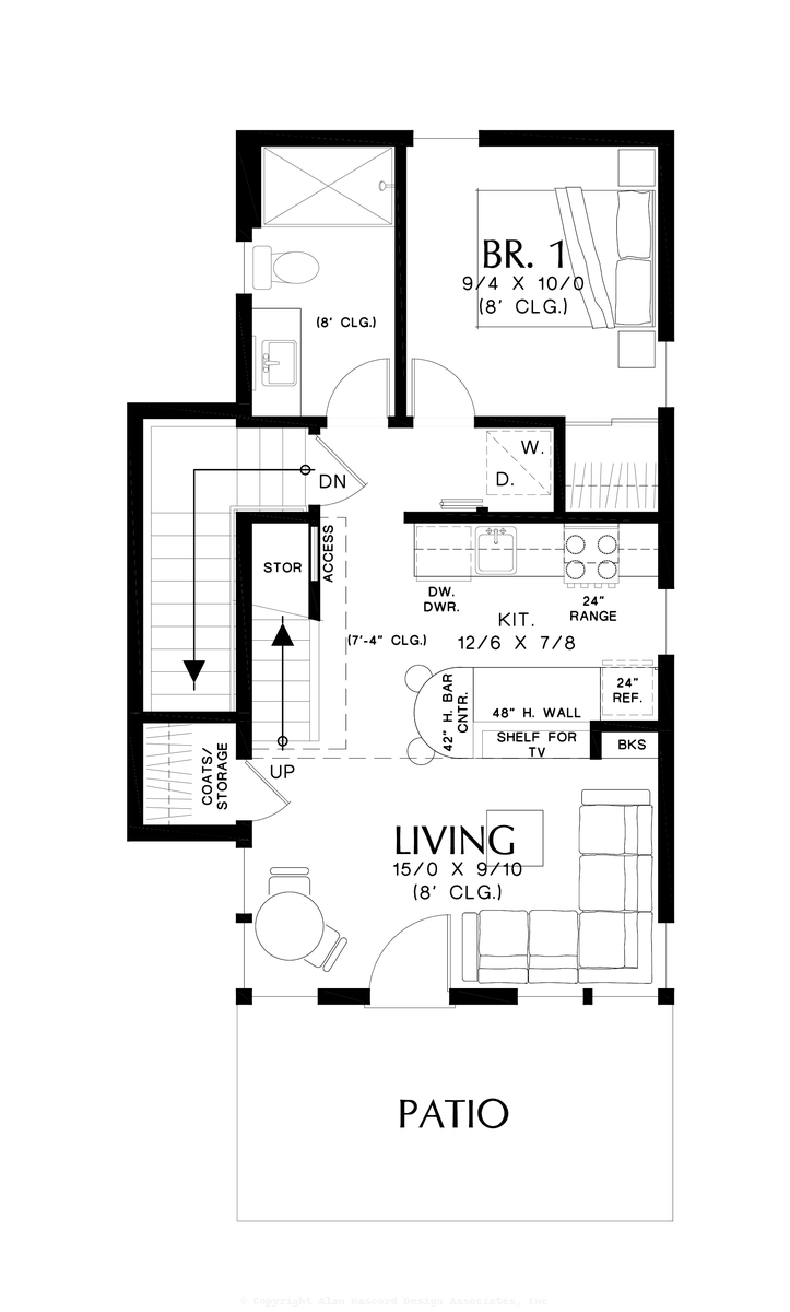 Basement Stair Location image for Mascord Eagles Nest-Guest Studio or ADU-Basement Stair Location
