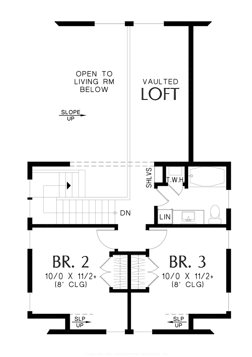 Upper Floor Plan image for Mascord Moretown-Great Plan for New Families or Empty Nesters with Grandkids-Upper Floor Plan