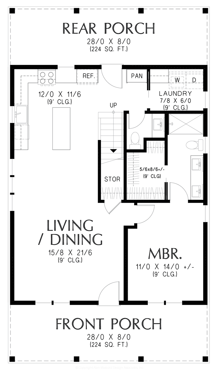 Main Floor Plan image for Mascord Maybach-Compact Footprint with Garage Options-Main Floor Plan