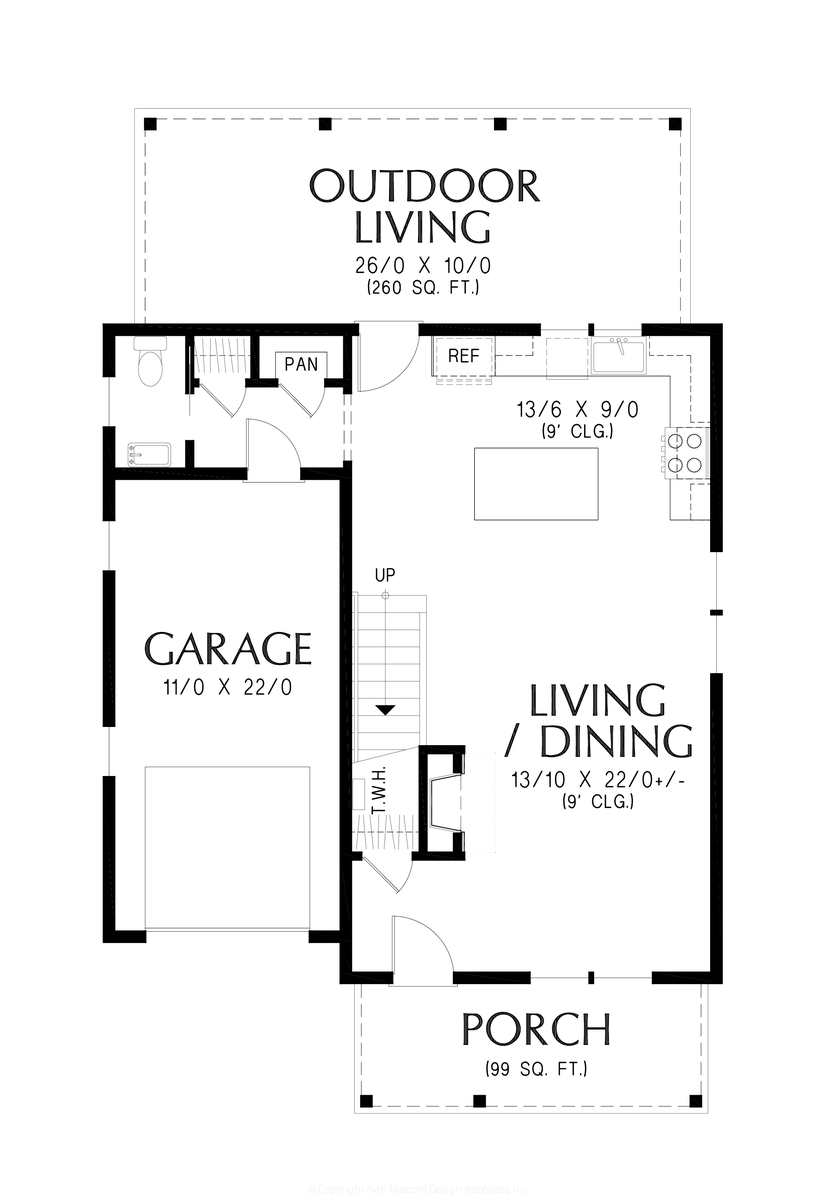 Main Floor Plan image for Mascord Watercrest-Perfect Starter Home for Generations-Main Floor Plan