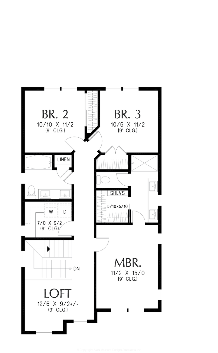 Upper Floor Plan image for Mascord Willowcrest-Charming, Smart, and Flexible Living-Upper Floor Plan