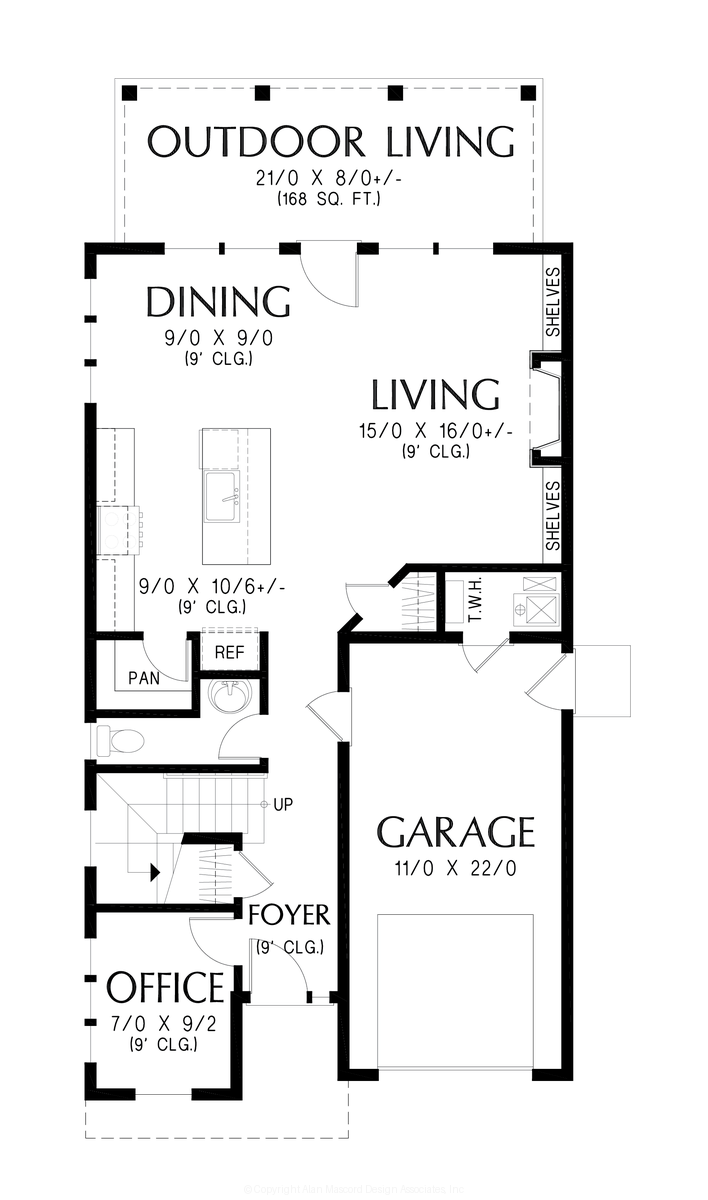 Main Floor Plan for Mascord House Plan 21176A - The Holyfield