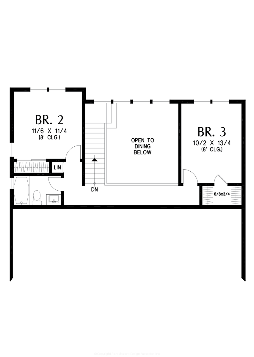 Upper Floor Plan for Mascord House Plan 21180 - The Nordic Gable