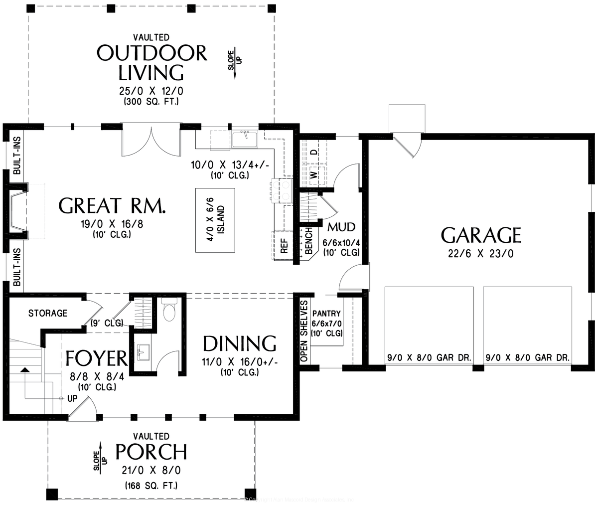 Main Floor Plan for Mascord House Plan 21181 - The Hawthorne Ridge
