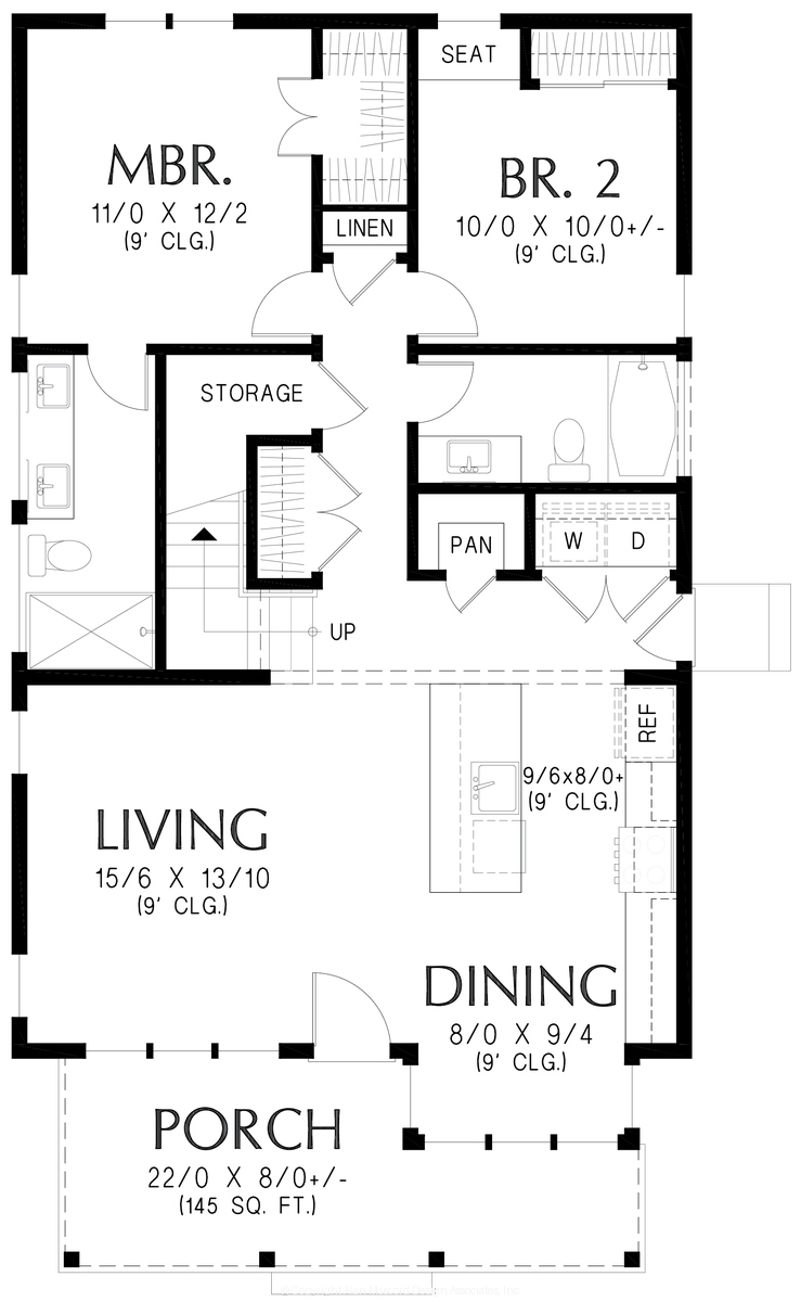 Main Floor Plan for Mascord House Plan 21187 - The Stonefield