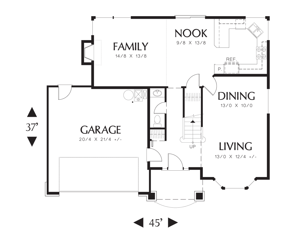 Main Floor Plan image for Mascord Stayton-Affordable Traditional Home Plan with Efficient Kitchen-Main Floor Plan